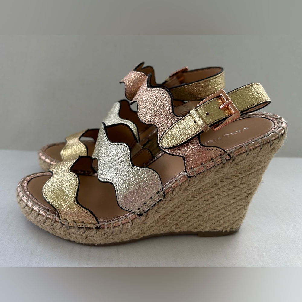 Marc Fisher Metallic Wave Espadrille Sandals - Gold, Silver & Rose Gold - Picture 5 of 17